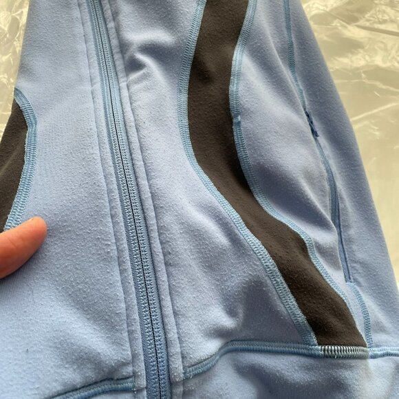 Lululemon In Stride Jacket Activewear Full Zip Mock Neck Thumbholes Blue 6 - Picture 5 of 10